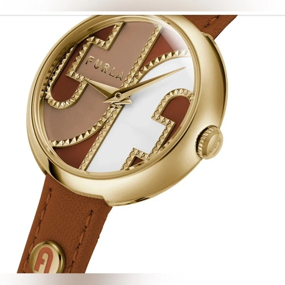 Furla Cosy Brown Genuine Leather Strap Watch